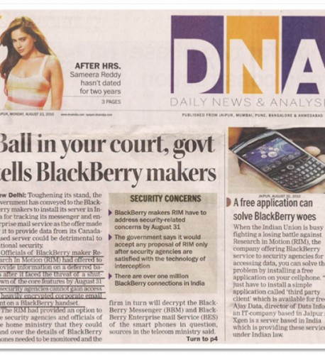 Solution for all BlackBerry users from India by an Indian Company