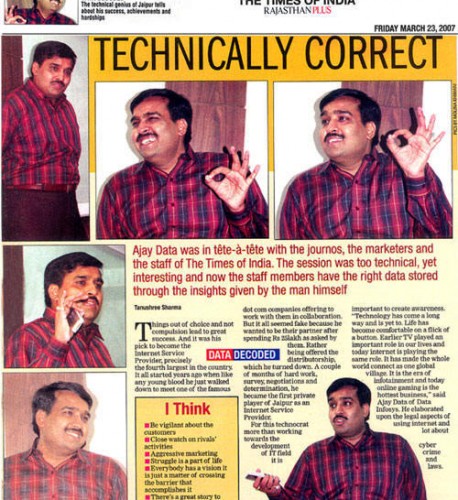 Ajay Data was in tete-a-tete with the journos, the marketers and the staff of – 23 March, The Times of India