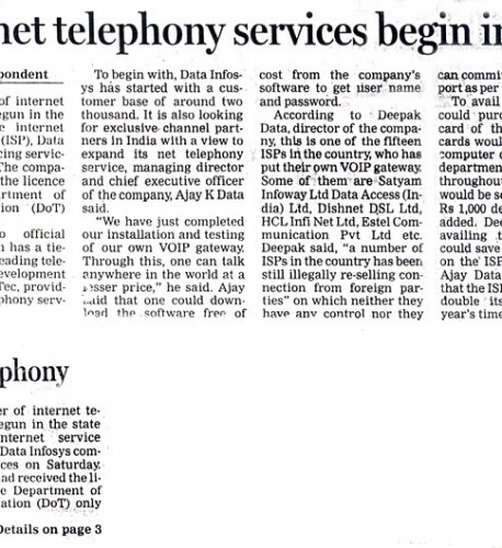 Internet telephony services begin in city- Hindustan Times