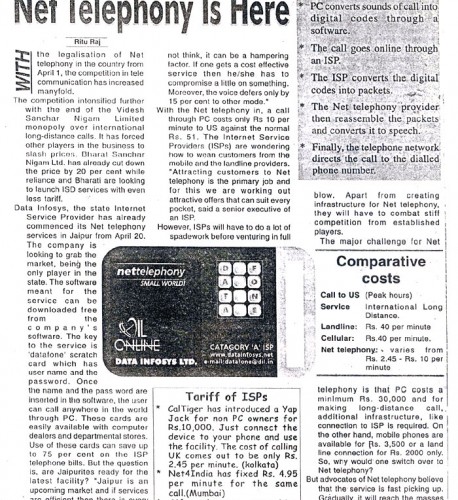 Net Telephony Is Here- Rajasthan Patrika