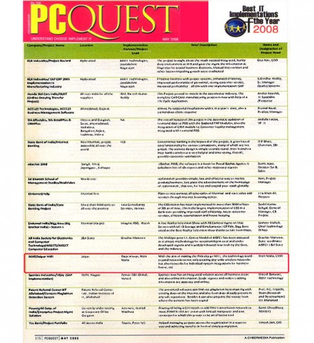 Jaipur WIFI – Best IT Implementations 2008- May, PC QUEST