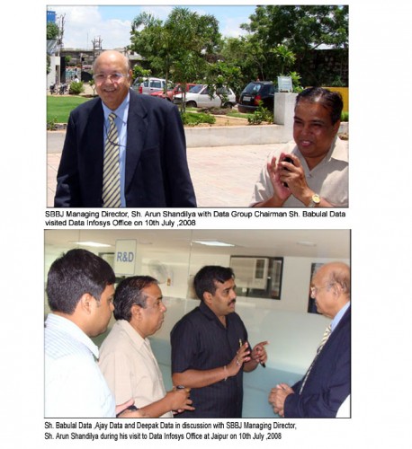 SBBJ Managing Director Visits Data Ingenious Global Limited Office at Jaipur on 10th July ,2008