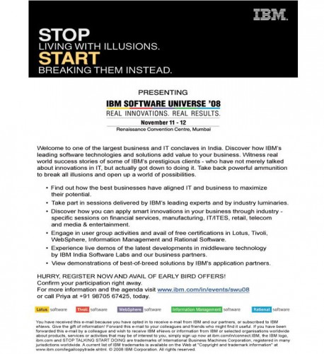 DataIngenious (Formerly Know as DataInfosys) Participating in IBM Software Universe ’2008- 29 October