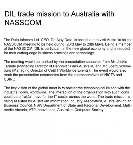 DIL trade mission to Australia with NASSCOM