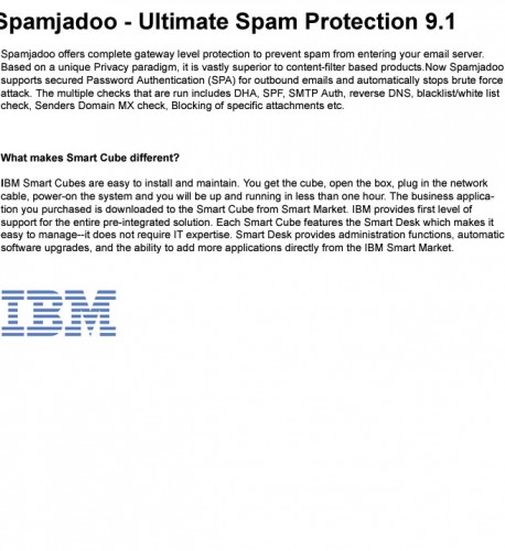 Spamjadoo is now offered by IBM through IBM Smart Cube- 17 September, IBM Site